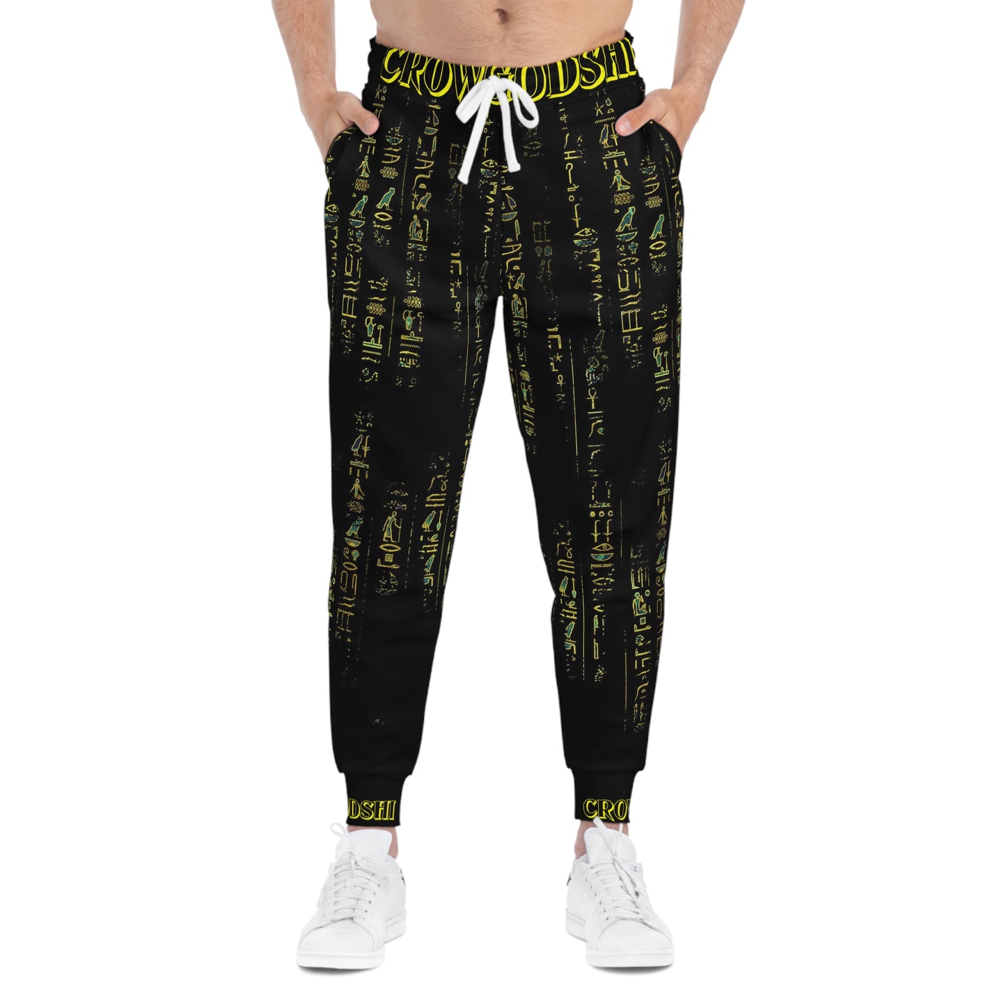 Crowgodshi Designer Hieroglyphs Athletic Joggers