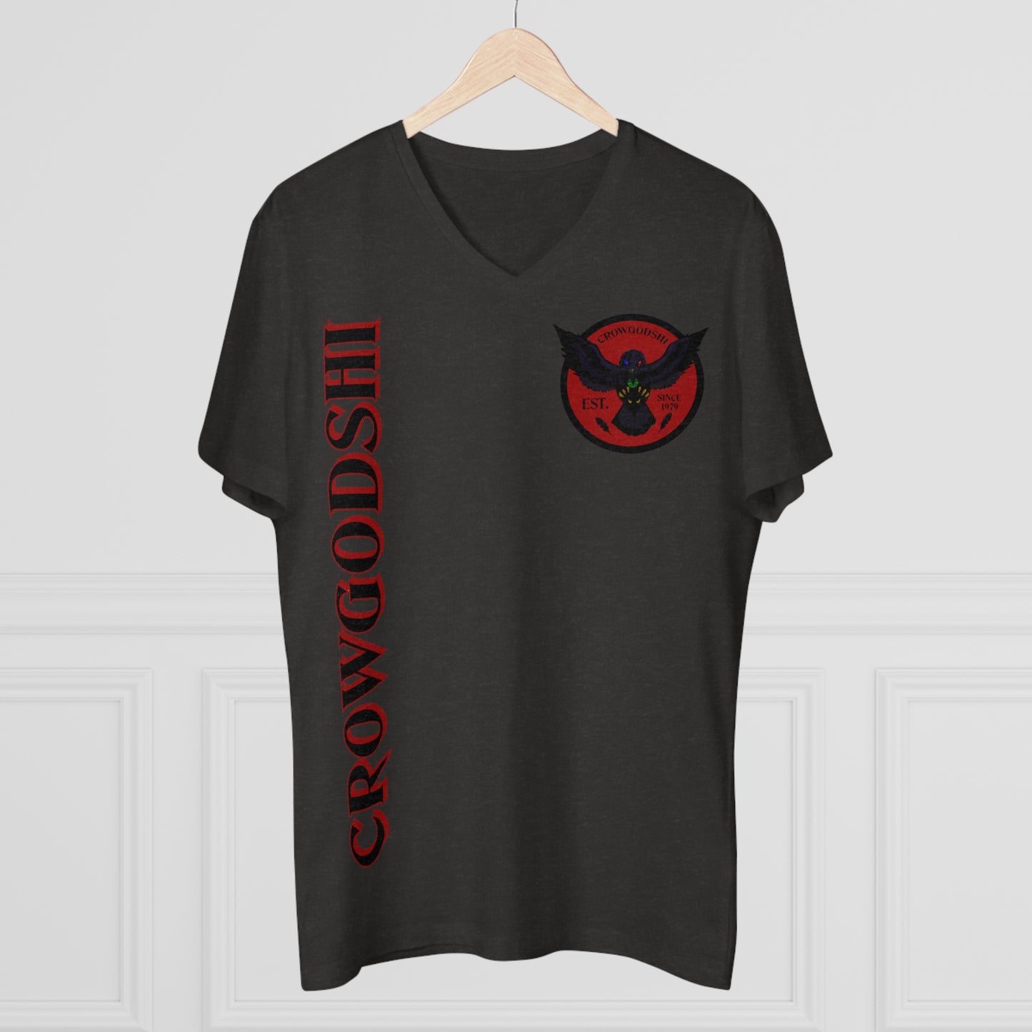 Crowgodshi Designer First Generation Men’s Presenter V-neck, BURGUNDY LOGO