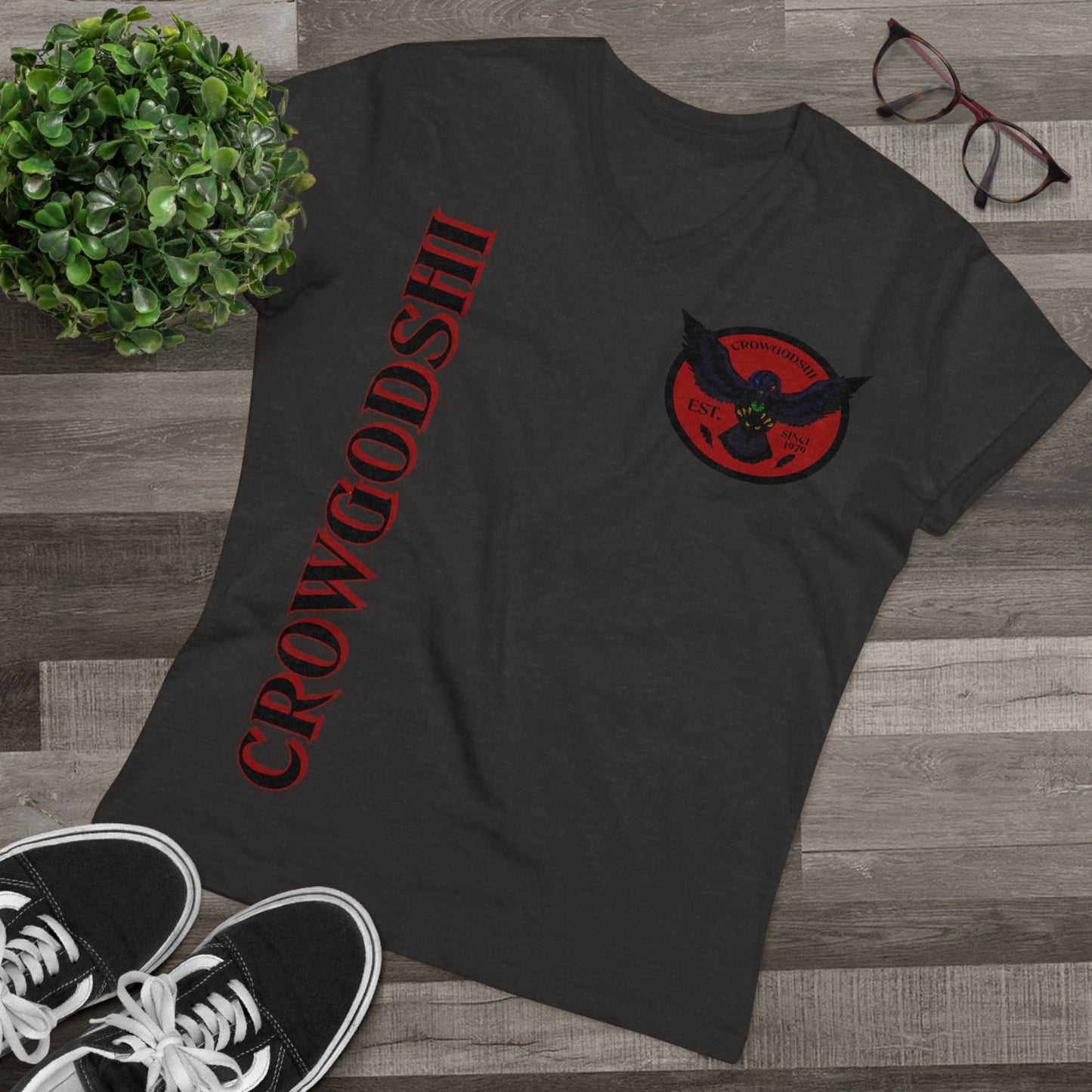 Crowgodshi Designer First Generation Men’s Presenter V-neck, BURGUNDY LOGO